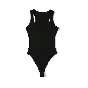 Nouvel arrivage de débardeurs camisole une pièce sexy de couleur unie pour femmes hauts tricotés courts moulants élastiques à l'entrejambe - Product Image 2