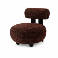 Fauteuil d'appoint en tissu rustique avec dossier cylindrique et tissu à motifs, siège rond, fauteuil bas pour la maison