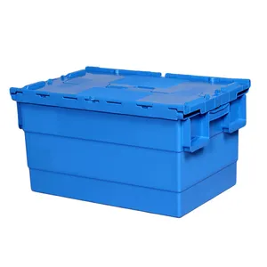 74L Heavy Duty Attached Lid Stackable And Neastable Plastic Tote Box