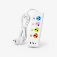 Cable de Extensión Universal con Enchufe para EE. UU., UE y Reino Unido, Fabricado en China, con 4 Tomas de Corriente, 3 Puertos USB y 1 Puerto Tipo C