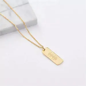 Dainty Bar tags Necklace custom Engraving bar Gold plated customized statement nameplate ID tags Necklace Promotional Jewelry