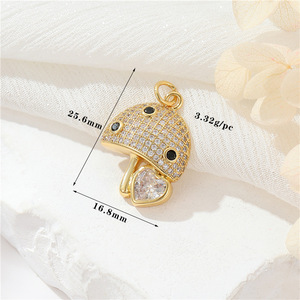 Pendentif micro-incrusté de zircon couleur or 14 carats Zhongxing, accessoires DIY, pendentif trèfle à quatre feuilles, papillon, perle, pour collier - Product Image 4