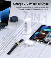 Station de charge rapide HNT 180W 7 ports PD QC, chargeur de voyage universel avec prises US EU UK AU JP pour ordinateurs portables et téléphones