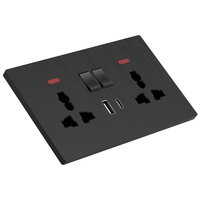 Prises et interrupteurs électriques muraux en polycarbonate brossé noir, certifiés CE, résistants au feu, pour entrepreneurs en construction