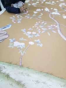 Zhenling luxury Chinoiserie silk <span class=keywords><strong>alberi</strong></span> a farfalla dipinti a mano <span class=keywords><strong>con</strong></span> <span class=keywords><strong>carta</strong></span> <span class=keywords><strong>da</strong></span> <span class=keywords><strong>parati</strong></span> a colori di sfondo variabile per la decorazione della parete interna - Product Image 4