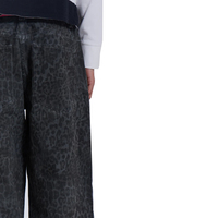 Hot personnalisé imprimé léopard tendance droite jean hommes haute rue punk conception baggy coupe ample jean pantalon