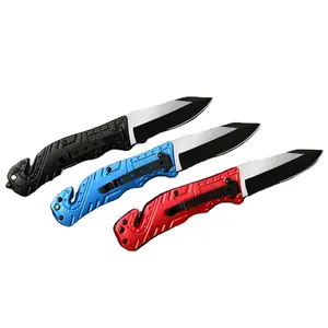 Top Seller EDC Outdoor Camping Hunting Pocket Multi Folding Knife Cuchillo LED Light Glass Breaker
