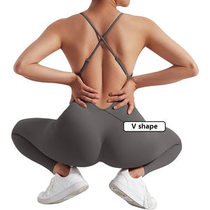 <span class=keywords><strong>Pagliaccetto</strong></span> per abbigliamento <span class=keywords><strong>da</strong></span> allenamento personalizzato senza maniche a V con scricchiolatura a scricchiola per palestra completo Fitness Yoga tuta di un pezzo per le donne - Product Image 6