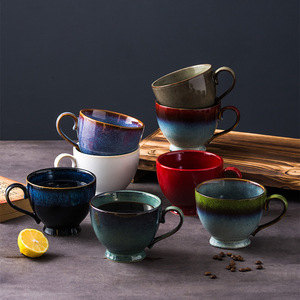 Taza de cerámica japonesa cambiada por horno, agua potable, hogar, desayuno grande, café, leche, taza de cereales - Product Image 2