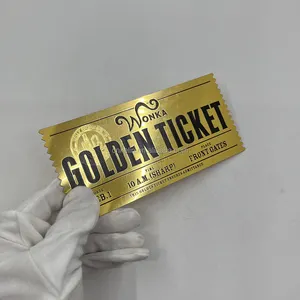 Custom Print Plastic Gold Foil Plated Lottery Card Charlie And The Chocolate Factory Golden Card Ticket