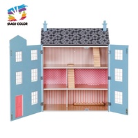 Maison de poupée géorgienne miniature en bois personnalisable pour filles W06A420-Rose Jouet éducatif DIY avec meubles