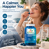 Gummies personnalisées OEM/ODM à marque privée, supplément Ashwagandha et Vitamine D, 60 unités, formule personnalisée Ashwagandha et Vitamine D, sous contrat