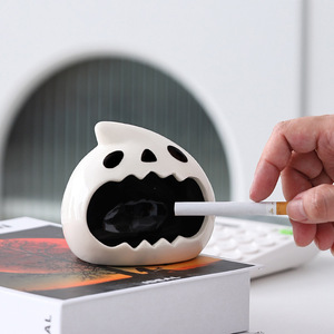 Cute Halloween Ghost Ashtray White Teardrop Shape Desktop Ornament For Smoking Gift - Product Image 4