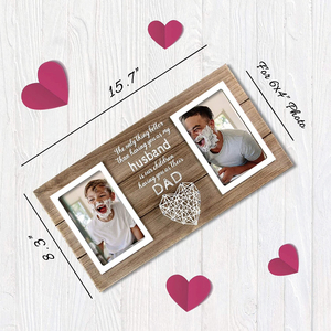 <span class=keywords><strong>Cadre</strong></span> photo en bois rustique, <span class=keywords><strong>papa</strong></span> et enfant, cadeau idéal, nouveau - Product Image 4