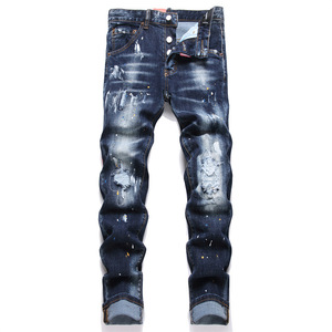 Pantalones Jeans Para Hombre de Color Claro Lavados a la Piedra Elásticos y Transpirables con Diseño Perforado para la Temporada de Primavera Estilo Hip Hop - Product Image 2