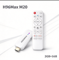 Clé TV OTT H96Max M20 Android 14 S905L3 Lecteur Multimédia 4K UHD 2G 16G Double Wi-Fi BT avec Télécommande Vocale Dongle de Streaming