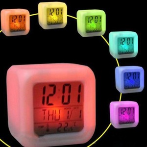 Square Color Changing Alarm <b>Clock</b> Led <b>Digital</b> <b>Desk</b> <b>Clock</b> With Date And Temperature Display - Product Image 1