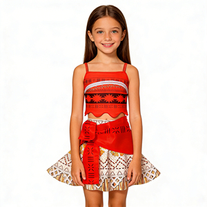 Costume da Principessa per Bambine, Completo a Tema per Compleanno, Vestito di Halloween, Set Due Pezzi con Top Corto e Gonna con Frange - Product Image 2