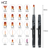 Fournitures d'ongles Manche en plastique marbré noir Vente en gros de brosse à cheveux en nylon Ensemble de pinceaux pour ongles en acrylique Fabricant d'impression OEM