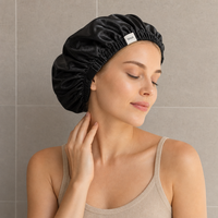 Bonnet en Soie de Mûrier 100% 22 Momme avec Sangle Élastique Réglable pour Femme – Soin Capillaire de Nuit Anti-Frisottis Respirant à Bande Large