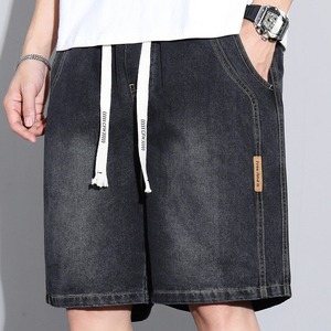 Pantaloncini Estivi da Uomo Stile Retrò Giapponese, Nuovi Shorts Casual a Vita Media, Gamba Dritta, Denim Lavato, Abbigliamento Esterno in Maglia - Product Image 1