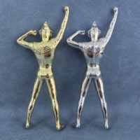 Figurine d'homme en or, objet décoratif, sculpture humaine élégante avec objet pour la maison, le bureau, le dessus de table, pièce d'art moderne