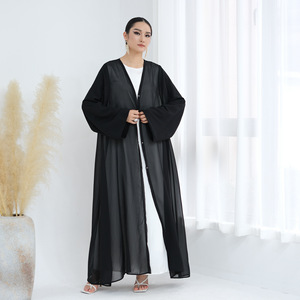 Jalabiya noire transparente à la mode 2025, robe islamique pour femmes adultes, robe ample élégante et modeste - Product Image 3