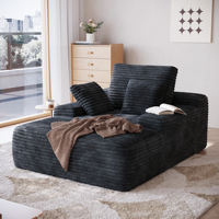 VOXHOME US Envío Directo Apartamento Sala de estar Vacío Comprimido Negro Sofá individual Salón de lectura Sofá cama sin hueso de pana