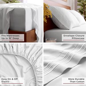 Juego de ropa de cama de 4 piezas Sábanas completas para uso doméstico Estilo de hotel de lujo Enfriamiento extra suave Arrugas Resistente a las manchas - Product Image 5