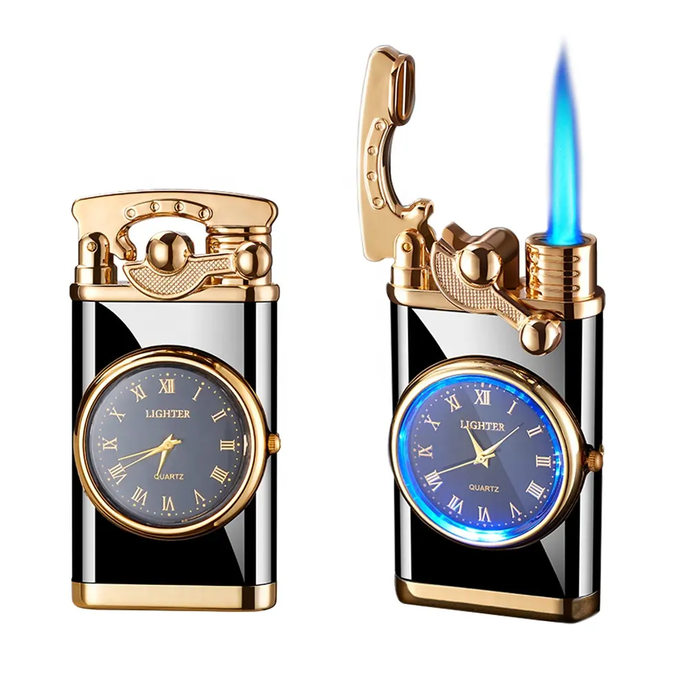 Lovisle Tech New Fashion Windproof Flameless Cigarette USB Charging Sports Lighter Watch Men's Watch Clock