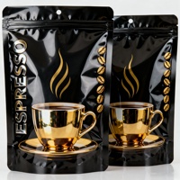 Sachet Doypack Personnalisé en PE Imprimé Anti-humidité pour Emballage de Café avec Valve et Fermeture Éclair Latérale Réutilisable, Plusieurs Tailles, Qualité Alimentaire