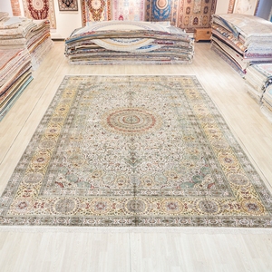 366x549cm Large White Handknotted Sik Carpet Medallion Living Room <strong>Huge</strong> Villa <strong>Rug</strong> - Product Image 2