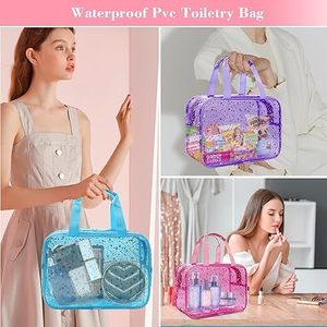 Travel Cosmetic Bag with Handle Durable PVC Material Washbag Zipper Opening Design for Makeup Travel Organizer or Gym - Product Image 3