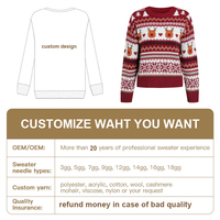 Pull de Noël Jacquard Personnalisé Chaud Unisexe Vintage en Acrylique Tricoté pour Hommes et Femmes – Idéal pour l'Hiver