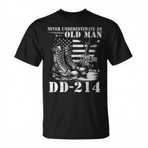 Camiseta Old Man With Dd 214, regalo para veteranos militares, camiseta de manga corta con cuello redondo para hombre adulto, estampado en serigrafía - Product Image 2