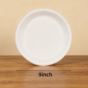 Platos de bagazo de caña de azúcar al por mayor de 9 pulgadas, resistentes y compostables, para catering de comida caliente - Product Image 5