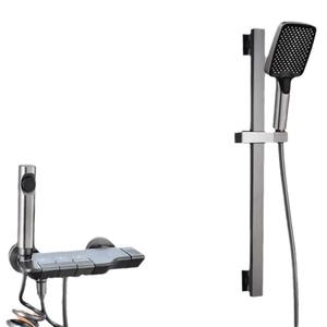 Juego de ducha simple Taurus, cuerpo de latón, control de 2 vías con botón, rociador de lluvia oculto para apartamentos pequeños - Product Image 2