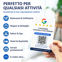 Carte de commentaires Google en italien avec NFC et code QR dynamique, cartes NFC pour les commentaires Google, PVC durable