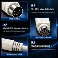 Câble adaptateur DIN 5 broches mâle vers Mini DIN 6 broches femelle, interface personnalisée, connecteur électrique OEM DIN5 vers Mini DIN6