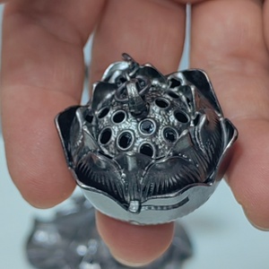 Lotus <b>Incense</b> <b>Cone</b> Holder Metal Material with Red-crowned Crane Design for Home Decoration - Product Image 3