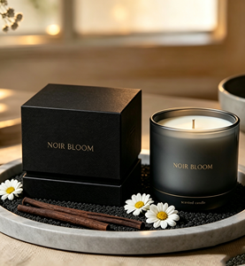 Custom rigid candle gift box magnetic flip packaging box hot stamping logo luxury <b>square</b> rigid gift box for scented candle - Product Image 5