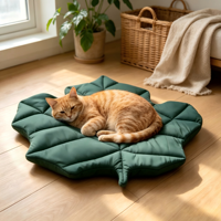 Coussin pour animaux de compagnie en forme de feuille de style nordique, coussin en peluche pour chat et chien, rembourrage épais, montage facile, tapis de couchage doux et chaud, coussin en polaire lavable