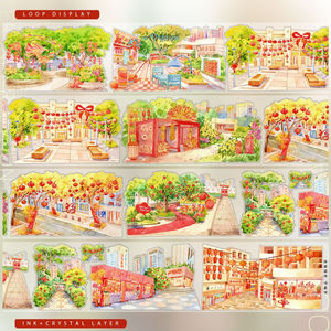 1 rouleau Nouveautés de janvier Scènes de printemps et d'hiver : Lampes solaires, Paysage urbain, Paysage rural, Scènes ferroviaires, Ruban décoratif de rue pour collages faits main - Product Image 6