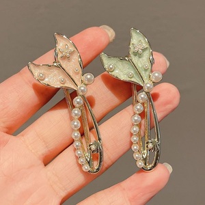 Sweet Girls Pearl <span class=keywords><strong>Said</strong></span> Hairpin Drip Oil Fishtail Hairclip Alliage Ponytail Hair Clips Duckbill Hairgrip - Product Image 2