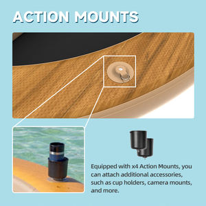 Plateforme flottante <span class=keywords><strong>gonflable</strong></span> OEM 10'x8' en PVC Drop Stitch 1,2 mm effet bois avec 4 anneaux en D, transat aquatique certifié CE EN ISO, personnalisable - Product Image 4