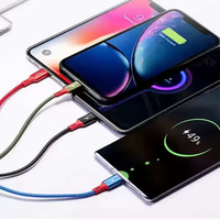 Câble de charge USB rapide 4 en 1 durable, câble de charge multi-USB 4 en 1, câble de charge rapide 120w, câble de données de type C super rapide