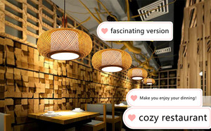 Lampadario Artistico in Rattan, Lampada Rotonda a Nido d'Uccello, Lampada in Paglia e Bambù, Illuminazione Creativa Idilliaca Giapponese Retrò per Balcone e Ristorante - Product Image 4