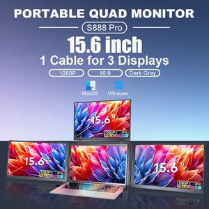 Portable Triple Monitor 15.6 Inch FHD IPS One <b>Cable</b> Three <b>Displays</b> For Laptop Gaming Office Travel - Product Image 2