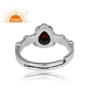 Handmade Designer Sterling Silver <b>Oxidized</b> Ring Natural Red Garnet Ring Gemstone Rings Jewelry Supplier Dainty Collection - Product Image 4