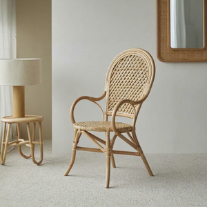 Fauteuil naturel pour salon, jardin, maison, hôtel et restaurant, chaise de lecture et de détente, hauteur 102 cm, largeur 52 cm, profondeur 60 cm - Product Image 1